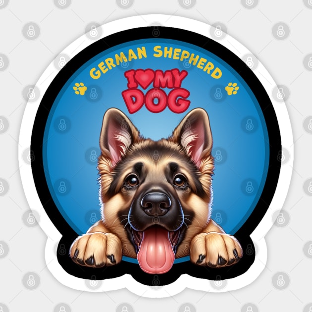 I Love my dog German Shepherd Sticker by SergioArt